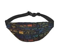 Riñonera de poliéster impermeable con cinturón ajustable, versátil bolsa cruzada para hombres y mujeres, Patrón de videojuegos, Talla única
