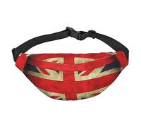 Riñonera de poliéster impermeable con cinturón ajustable, versátil bolsa cruzada para hombres y mujeres, Bandera británica vintage, Talla única