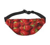 Riñonera de poliéster impermeable con cinturón ajustable, versátil bolsa cruzada para hombres y mujeres, Fruta de fresa roja, Talla única