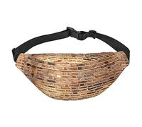 Riñonera de poliéster impermeable con cinturón ajustable, versátil bolsa cruzada para hombres y mujeres, Fondo de pared de ladrillo industrial, Talla única