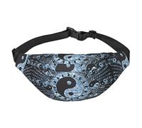 Riñonera de poliéster impermeable con cinturón ajustable, versátil bolsa cruzada para hombres y mujeres, Diagrama de Ying Yang, Talla única