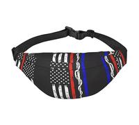 Riñonera de poliéster impermeable con cinturón ajustable, versátil bolsa cruzada para hombres y mujeres, Bandera de Estados Unidos con rayas rojas, Talla única