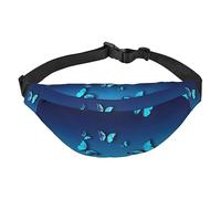 Riñonera de poliéster impermeable con cinturón ajustable, versátil bolsa cruzada para hombres y mujeres, Hermosa mariposa azul, Talla única