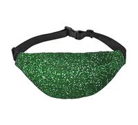 Riñonera de poliéster impermeable con cinturón ajustable, versátil bolsa cruzada para hombres y mujeres, Lentejuelas verdes brillantes, Talla única