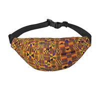 Riñonera de poliéster impermeable con cinturón ajustable, versátil bolsa cruzada para hombres y mujeres, Textura étnica tribal africana, Talla única