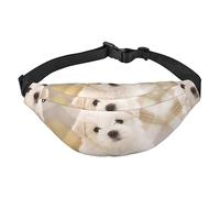 Riñonera de poliéster impermeable con cinturón ajustable, versátil bolsa cruzada para hombres y mujeres, Lindo cachorro maltés, Talla única