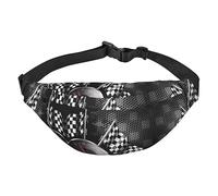 Riñonera de poliéster impermeable con cinturón ajustable, versátil bolsa cruzada para hombres y mujeres, Bandera a cuadros Racing, Talla única