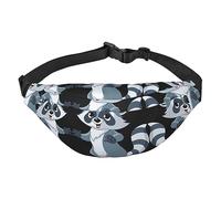 Riñonera de poliéster impermeable con cinturón ajustable, versátil bolsa cruzada para hombres y mujeres, Bonito mapache., Talla única