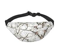 Riñonera de poliéster impermeable con cinturón ajustable, versátil bolsa cruzada para hombres y mujeres, Camuflaje de árboles blancos, Talla única