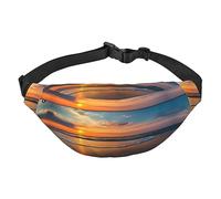 Riñonera de poliéster impermeable con cinturón ajustable, versátil bolsa cruzada para hombres y mujeres, Atardecer en la playa, Talla única