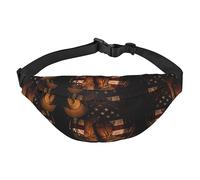 Riñonera de poliéster impermeable con cinturón ajustable, versátil bolsa cruzada para hombres y mujeres, Bandera americana con botas de vaquero, Talla única