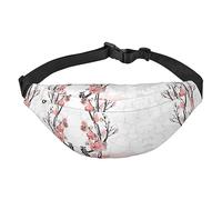 Riñonera de poliéster impermeable con cinturón ajustable, versátil bolsa cruzada para hombres y mujeres, Rama de árbol de cerezo en flor, Talla única