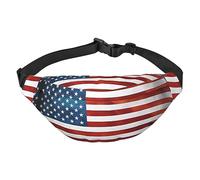 Riñonera de poliéster impermeable con cinturón ajustable, versátil bolsa cruzada para hombres y mujeres, Bandera vintage de Estados Unidos, Talla única
