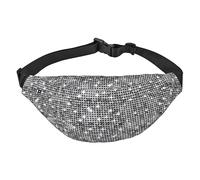 Riñonera de poliéster impermeable con cinturón ajustable, versátil bolsa cruzada para hombres y mujeres, Patrón brillante de lentejuelas plateadas, Talla única