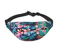 Riñonera de poliéster impermeable con cinturón ajustable, versátil bolsa cruzada para hombres y mujeres, Flores tropicales, Talla única