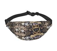 Riñonera de poliéster impermeable con cinturón ajustable, versátil bolsa cruzada para hombres y mujeres, Engranajes mecánicos Steampunk, Talla única