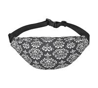 Riñonera de poliéster impermeable con cinturón ajustable, versátil bolsa cruzada para hombres y mujeres, Patrón de damasco, Talla única