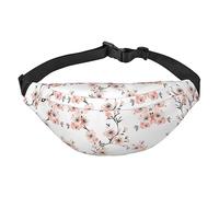 Riñonera de poliéster impermeable con cinturón ajustable, versátil bolsa cruzada para hombres y mujeres, Flor de cerezo coral claro, Talla única