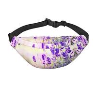 Riñonera de poliéster impermeable con cinturón ajustable, versátil bolsa cruzada para hombres y mujeres, Flor de lavanda, Talla única