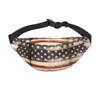 Riñonera de poliéster impermeable con cinturón ajustable, versátil bolsa cruzada para hombres y mujeres, Bandera vintage de Estados Unidos, Talla única
