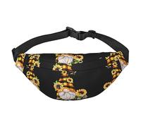 Riñonera de poliéster impermeable con cinturón ajustable, versátil bolsa cruzada para hombres y mujeres, Gnomo Abeja Amarillo Floral, Talla única