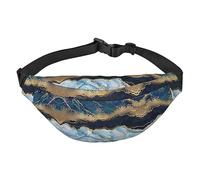 Riñonera de poliéster impermeable con cinturón ajustable, versátil bolsa cruzada para hombres y mujeres, Mármol Azul Marino Mix, Talla única