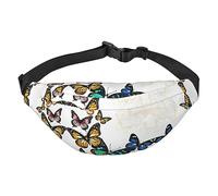Riñonera de poliéster impermeable con cinturón ajustable, versátil bolsa cruzada para hombres y mujeres, Hermosa mariposa., Talla única