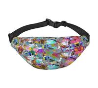 Riñonera de poliéster impermeable con cinturón ajustable, versátil bolsa cruzada para hombres y mujeres, Flor de colores, Talla única
