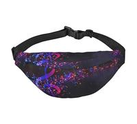 Riñonera de poliéster impermeable con cinturón ajustable, versátil bolsa cruzada para hombres y mujeres, Colorida nota musical de galaxia, Talla única