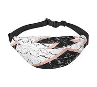 Riñonera de poliéster impermeable con cinturón ajustable, versátil bolsa cruzada para hombres y mujeres, Mármol Blanco Negro, Talla única