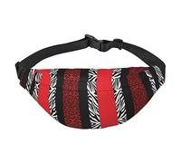 Riñonera de poliéster impermeable con cinturón ajustable, versátil bolsa cruzada para hombres y mujeres, Leopardo rojo y cebra animal, Talla única