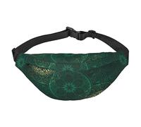 Riñonera de poliéster impermeable con cinturón ajustable, versátil bolsa cruzada para hombres y mujeres, Verde Vintage Floral, Talla única
