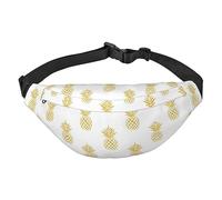 Riñonera de poliéster impermeable con cinturón ajustable, versátil bolsa cruzada para hombres y mujeres, Fondo de piña dorada, Talla única