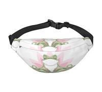 Riñonera de poliéster impermeable con cinturón ajustable, versátil bolsa cruzada para hombres y mujeres, Linda rana divertida haciendo yoga, Talla única