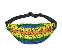 Riñonera de poliéster impermeable con cinturón ajustable, versátil bolsa cruzada para hombres y mujeres, Patrón de arco iris del orgullo gay, Talla única