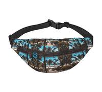 Riñonera de poliéster impermeable con cinturón ajustable, versátil bolsa cruzada para hombres y mujeres, Palmeras de playa, Talla única