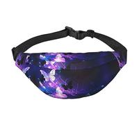 Riñonera de poliéster impermeable con cinturón ajustable, versátil bolsa cruzada para hombres y mujeres, Hermosa mariposa brillante, Talla única