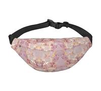 Riñonera de poliéster impermeable con cinturón ajustable, versátil bolsa cruzada para hombres y mujeres, Textura de mármol rosa, Talla única