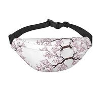 Riñonera de poliéster impermeable con cinturón ajustable, versátil bolsa cruzada para hombres y mujeres, Árbol de flores de cerezo, Talla única