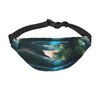 Riñonera de poliéster impermeable con cinturón ajustable, versátil bolsa cruzada para hombres y mujeres, Palmeras y tortugas marinas buceando bajo el agua, Talla única