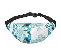 Riñonera de poliéster impermeable con cinturón ajustable, versátil bolsa cruzada para hombres y mujeres, Hermoso pavo real y floral, Talla única