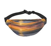Riñonera de poliéster impermeable con cinturón ajustable, versátil bolsa cruzada para hombres y mujeres, Playa del atardecer, Talla única