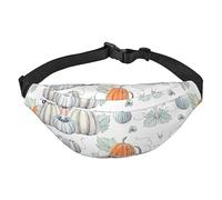 Riñonera de poliéster impermeable con cinturón ajustable, versátil bolsa cruzada para hombres y mujeres, Calabazas de acuarela de otoño, Talla única