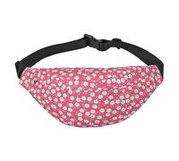 Riñonera de poliéster impermeable con cinturón ajustable, versátil bolsa cruzada para hombres y mujeres, Flores Textura Rosa, Talla única