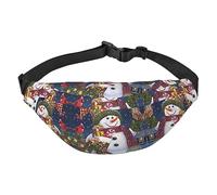 Riñonera de poliéster impermeable con cinturón ajustable, versátil bolsa cruzada para hombres y mujeres, Muñeco de nieve de cartón de Navidad, Talla única