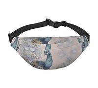 Riñonera de poliéster impermeable con cinturón ajustable, versátil bolsa cruzada para hombres y mujeres, Hermoso pavo real, Talla única