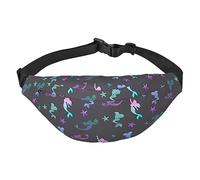 Riñonera de poliéster impermeable con cinturón ajustable, versátil bolsa cruzada para hombres y mujeres, Hermosa sirena de colores, Talla única