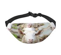 Riñonera de poliéster impermeable con cinturón ajustable, versátil bolsa cruzada para hombres y mujeres, Divertida lengua de oveja traviesa lindo animal, Talla única