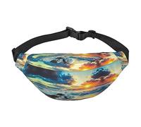 Riñonera de poliéster impermeable con cinturón ajustable, versátil bolsa cruzada para hombres y mujeres, Playa del atardecer, Talla única