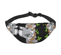 Riñonera de poliéster impermeable con cinturón ajustable, versátil bolsa cruzada para hombres y mujeres, Koala de árbol abrazando, Talla única